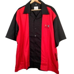 Corvette Shirt David Carey Originals Men 2X Red Black Button Driving Sports Car